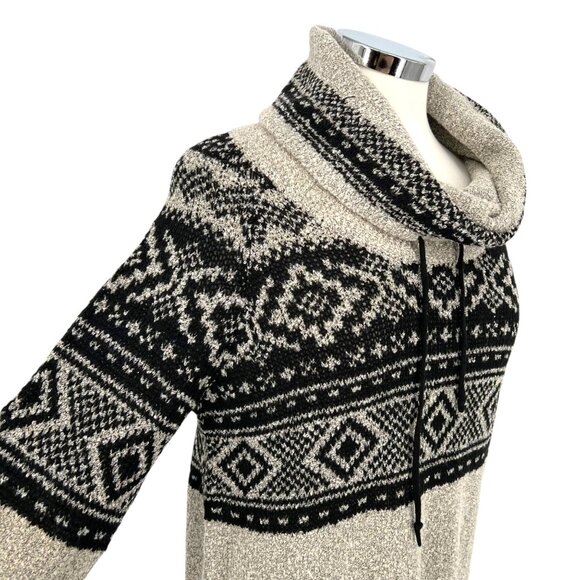 Maurices Nordic Pattern Cowl Neck Sweater Metallic Gray Black Size Medium NWT - Picture 4 of 11